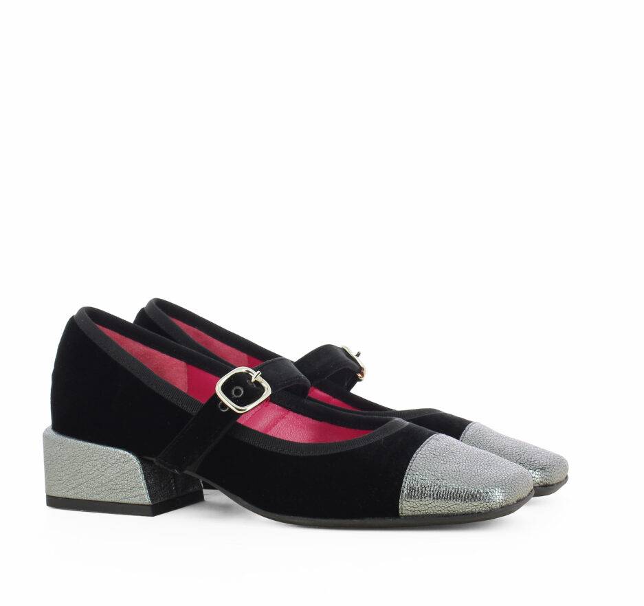 Le Babe BALLERINE IN VELLUTO NERO Nuovo