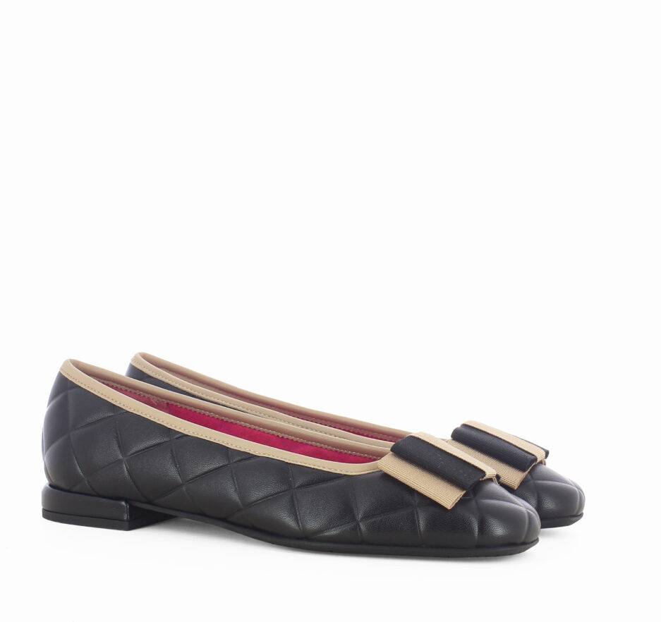 Le Babe BALLERINE IN NAPPA NERA Nuovo