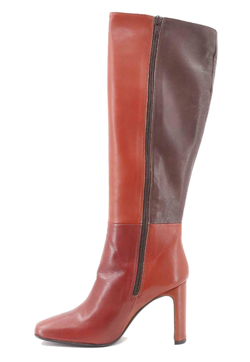 L'ARIANNA Stivali ST1300 patchwork in pelle cuoio e marrone con tacco alto Offerte