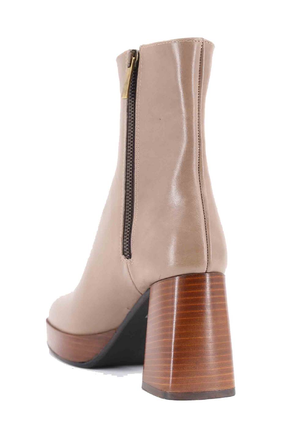 L'ARIANNA Stivaletti TR1665 in pelle taupe con tacco alto e plateau Saldi Di Fabbrica