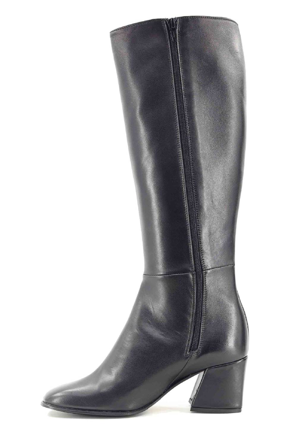 L'ARIANNA Stivali con zip st1302 da donna in pelle nera con punta quadrata I Più Venduti