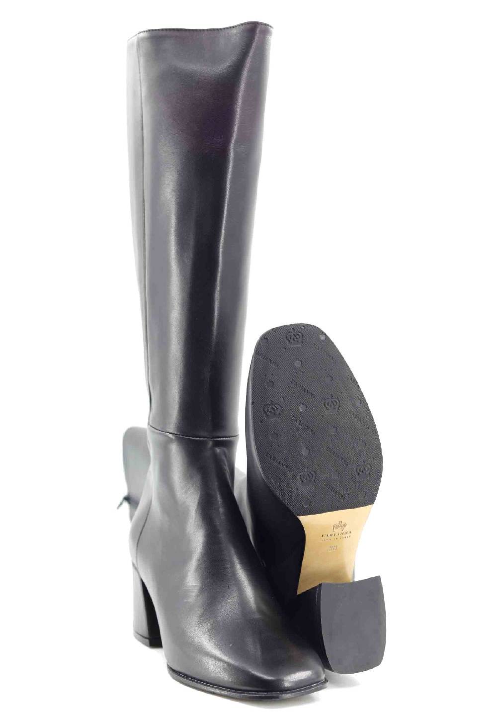 L'ARIANNA Stivali con zip st1302 da donna in pelle nera con punta quadrata I Più Venduti