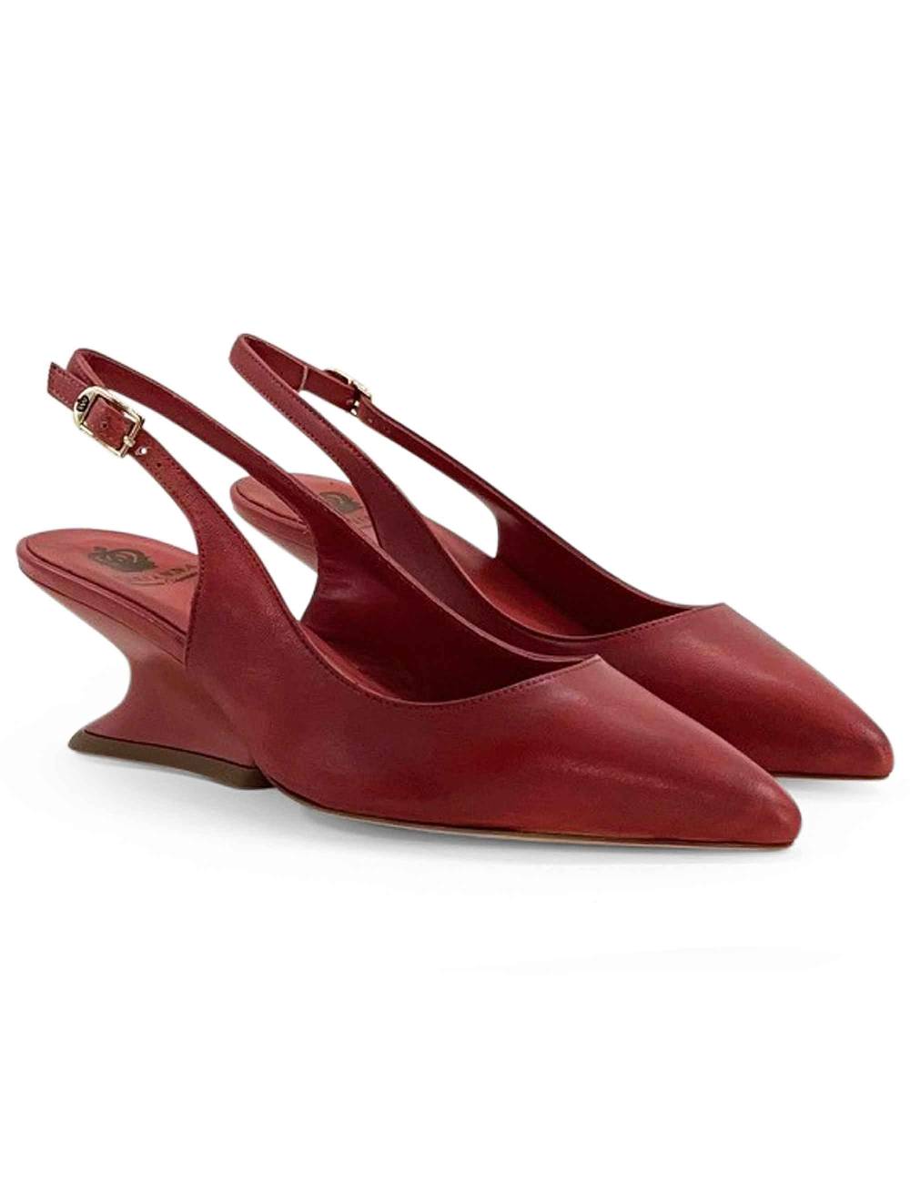 L'ARIANNA decollete ch1754/z slingback color LOBSTER con tacco a zeppa l'arianna Offerta speciale
