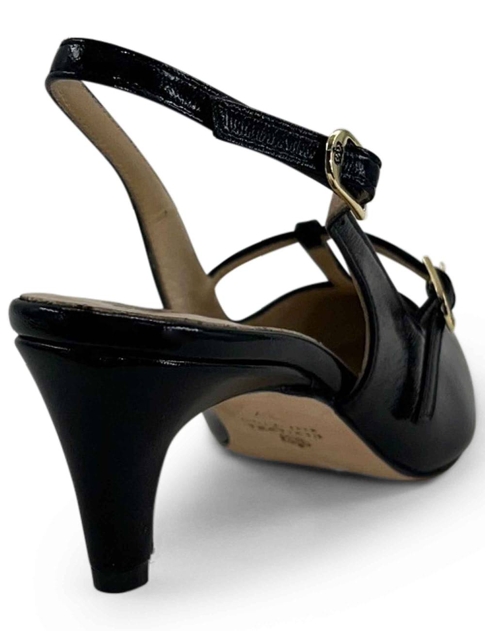L'ARIANNA Decollete slingback CH1720 da donna in pelle color nero con cinturino Flash Sale