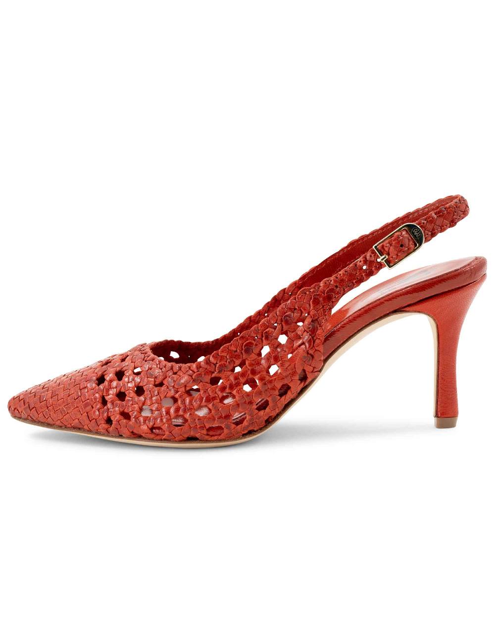 L'ARIANNA Decollete CH1619/RT slingback in pelle intrecciata ARANCIONE tacco alto Offerta Anniversario