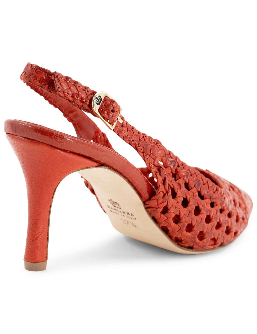 L'ARIANNA Decollete CH1619/RT slingback in pelle intrecciata ARANCIONE tacco alto Offerta Anniversario