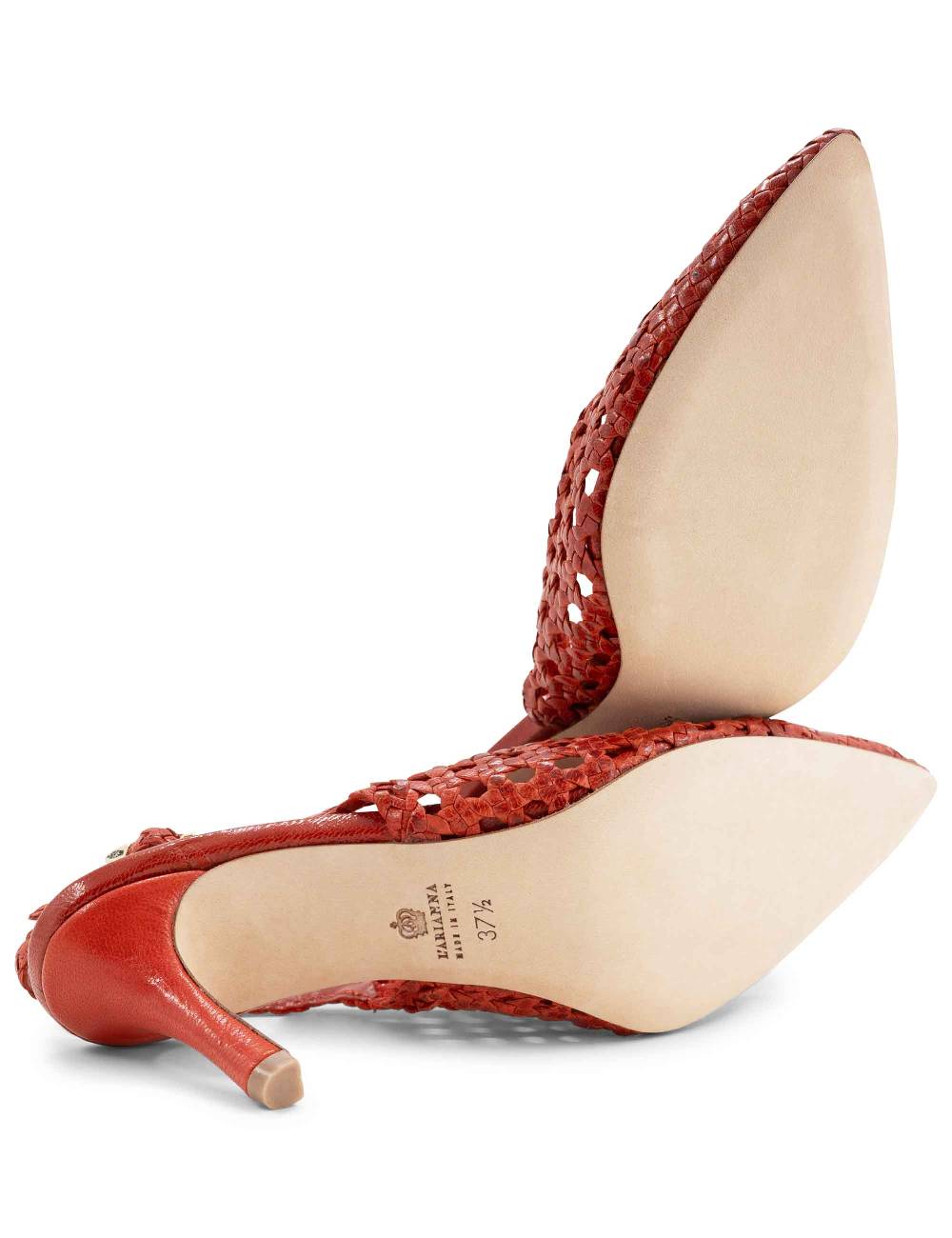 L'ARIANNA Decollete CH1619/RT slingback in pelle intrecciata ARANCIONE tacco alto Offerta Anniversario