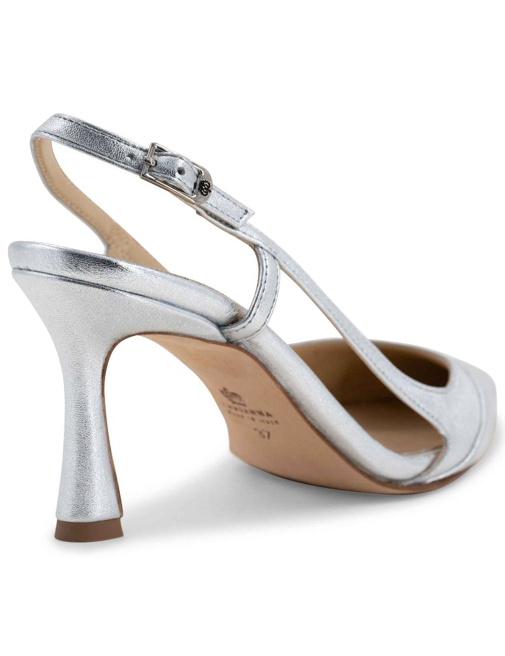 L'ARIANNA Decollete slingback ch1605/rt donna in pelle lamin argento con tacco alto l'arianna Smaltimento dello stoccaggio