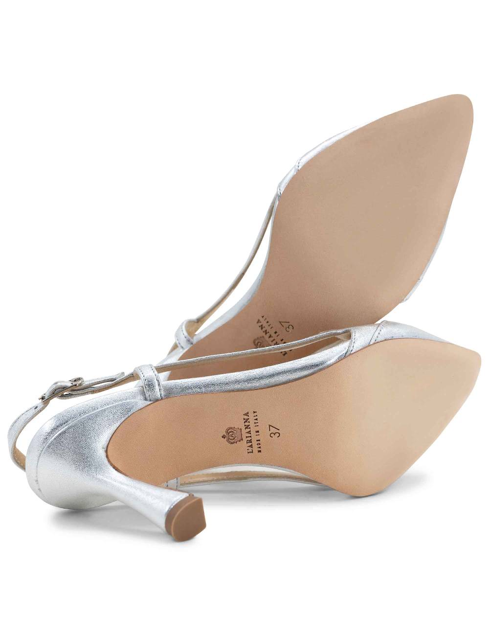 L'ARIANNA Decollete slingback ch1605/rt donna in pelle lamin argento con tacco alto l'arianna Smaltimento dello stoccaggio