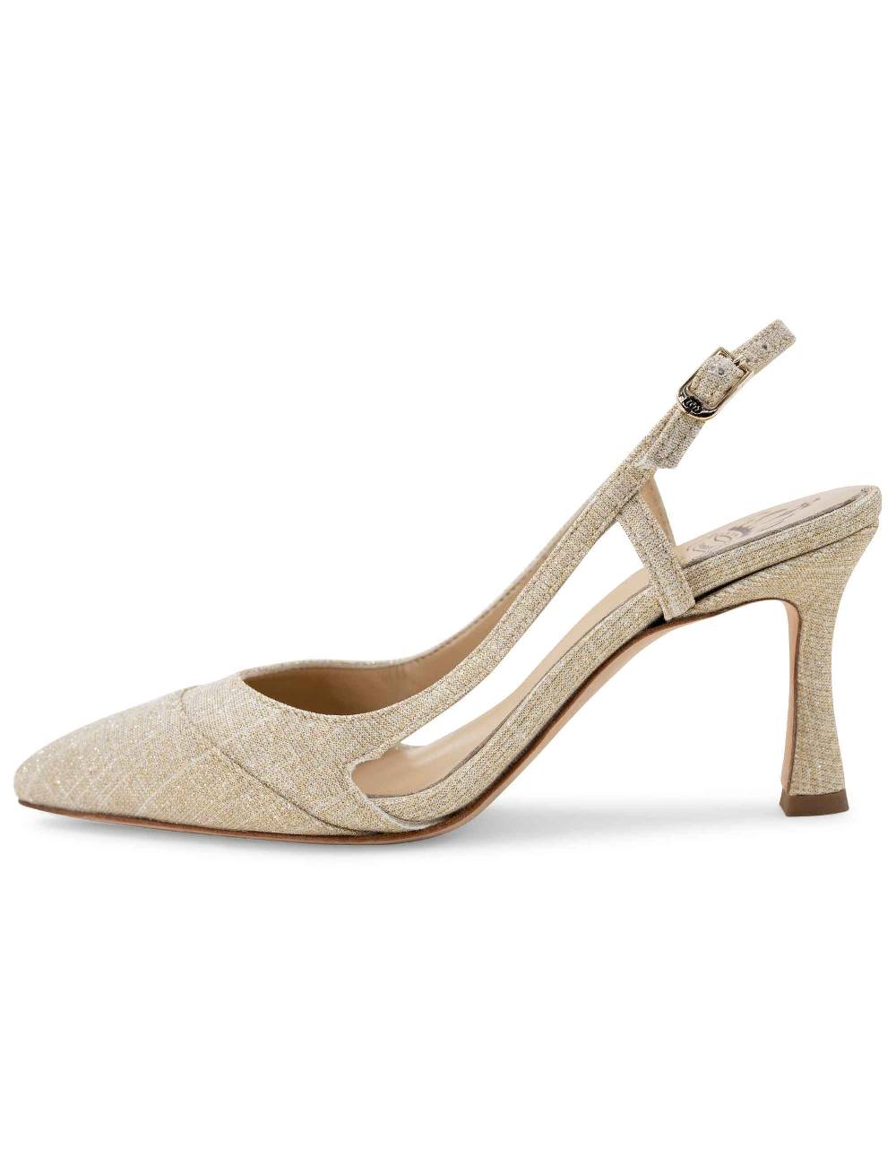 L'ARIANNA Decollete slingback ch1605/rt donna in tessuto sirio platino tacco alto l'arianna Offerta temporanea
