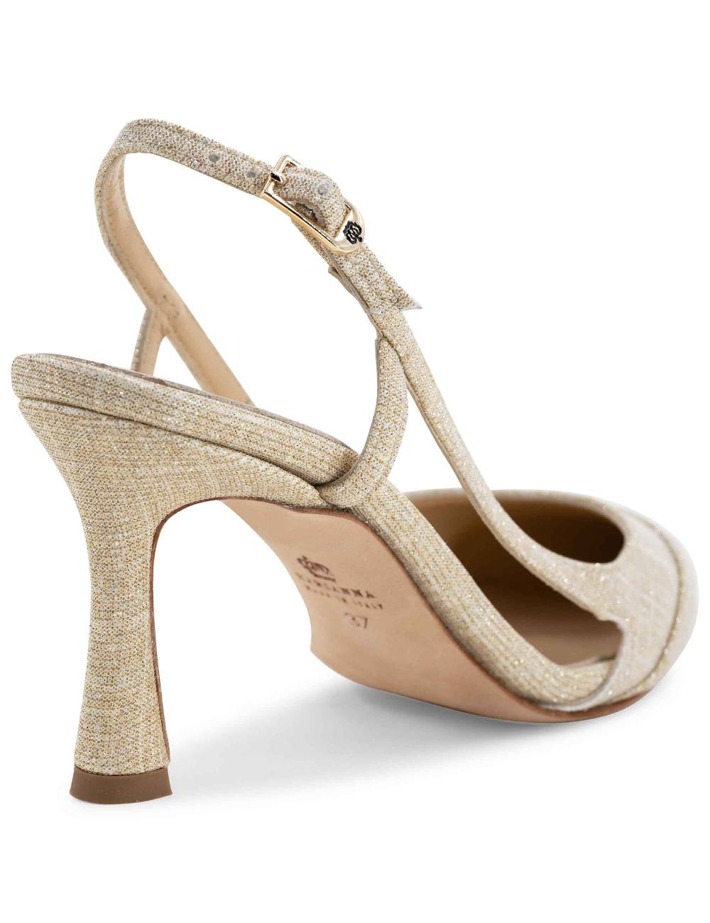 L'ARIANNA Decollete slingback ch1605/rt donna in tessuto sirio platino tacco alto l'arianna Offerta temporanea