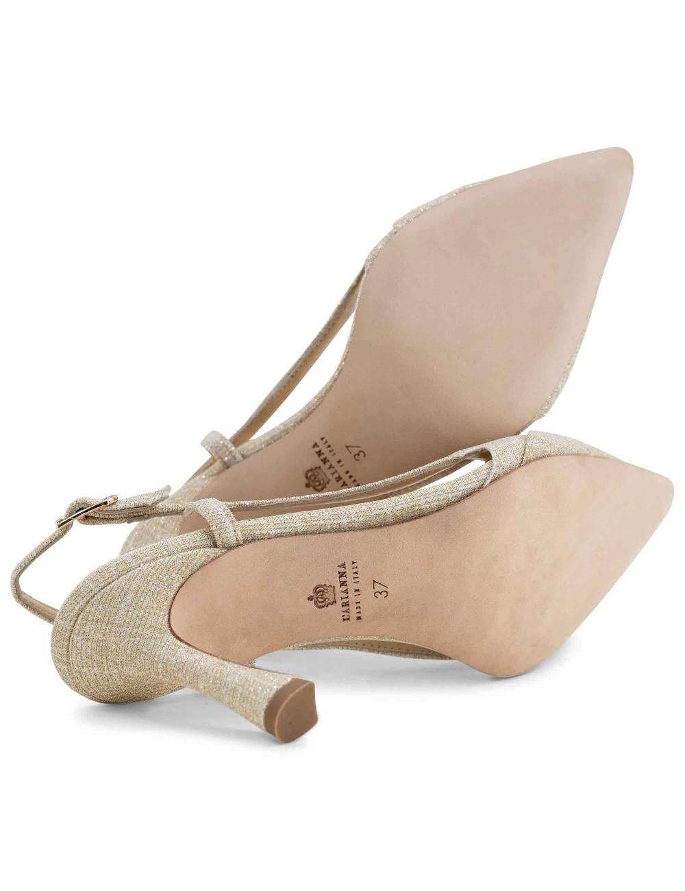 L'ARIANNA Decollete slingback ch1605/rt donna in tessuto sirio platino tacco alto l'arianna Offerta temporanea