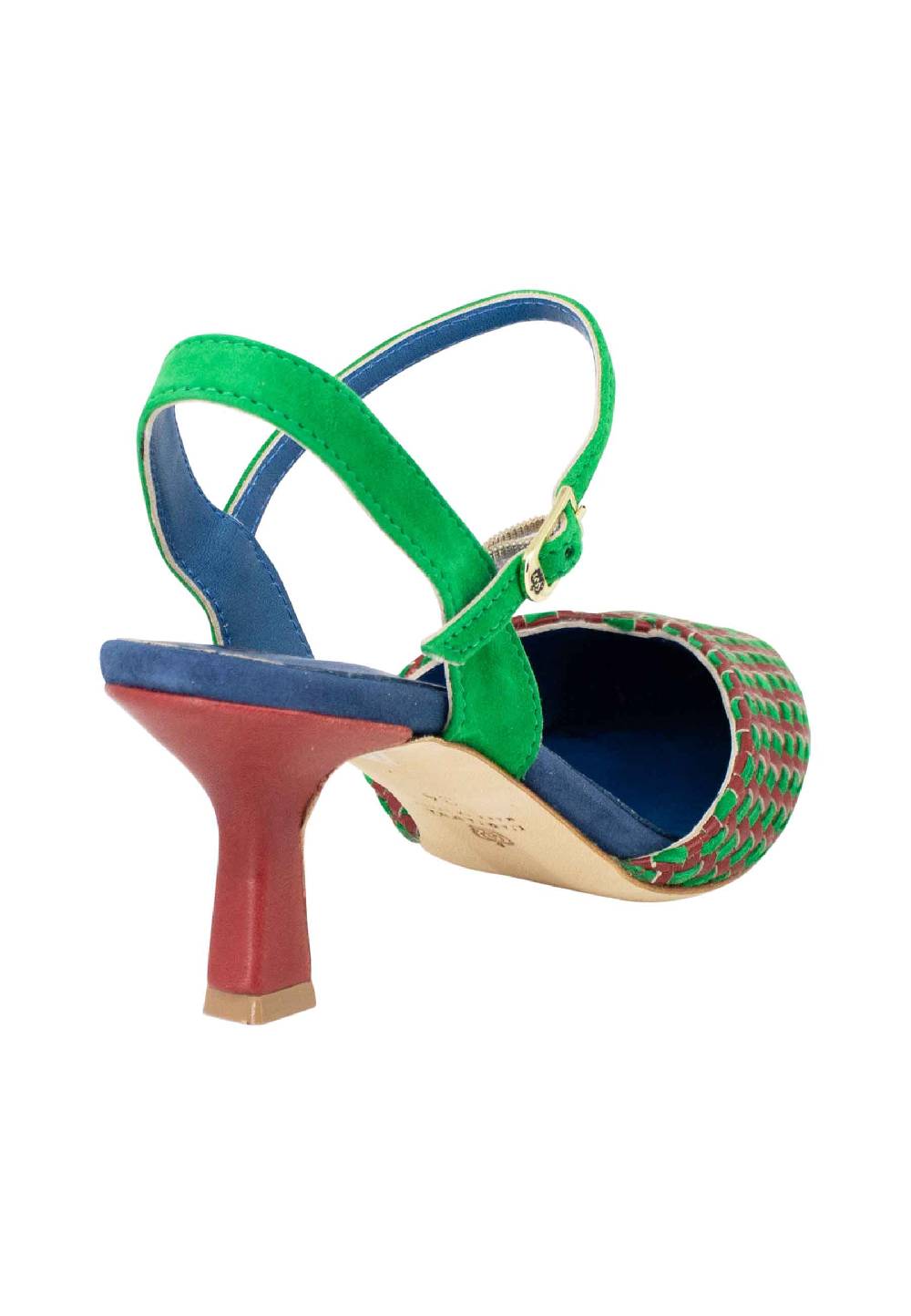L'ARIANNA Decollete DE1540/rt da donna in camoscio mattone e verde con cinturino alla caviglia Offerte esclusive