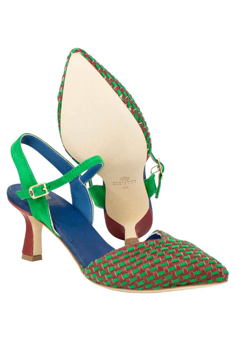 L'ARIANNA Decollete DE1540/rt da donna in camoscio mattone e verde con cinturino alla caviglia Offerte esclusive
