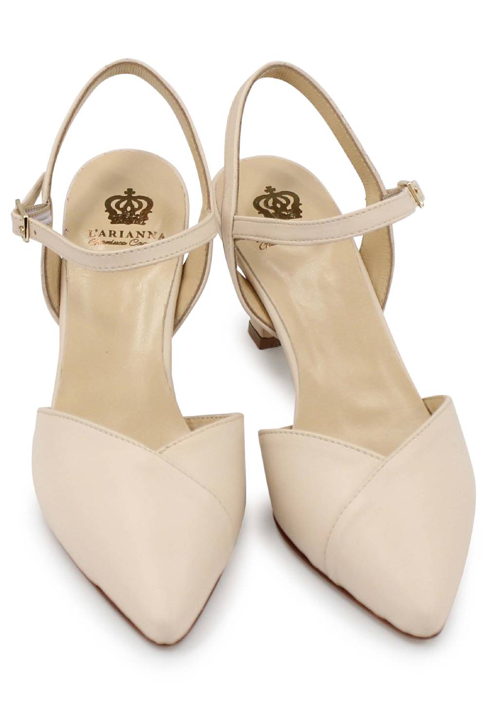 L'ARIANNA Decollete de1541 donna in pelle beige con cinturino alla caviglia Nuovi prodotti