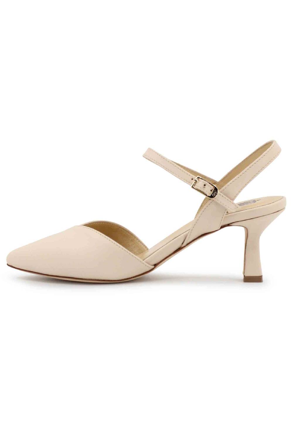L'ARIANNA Decollete de1541 donna in pelle beige con cinturino alla caviglia Nuovi prodotti