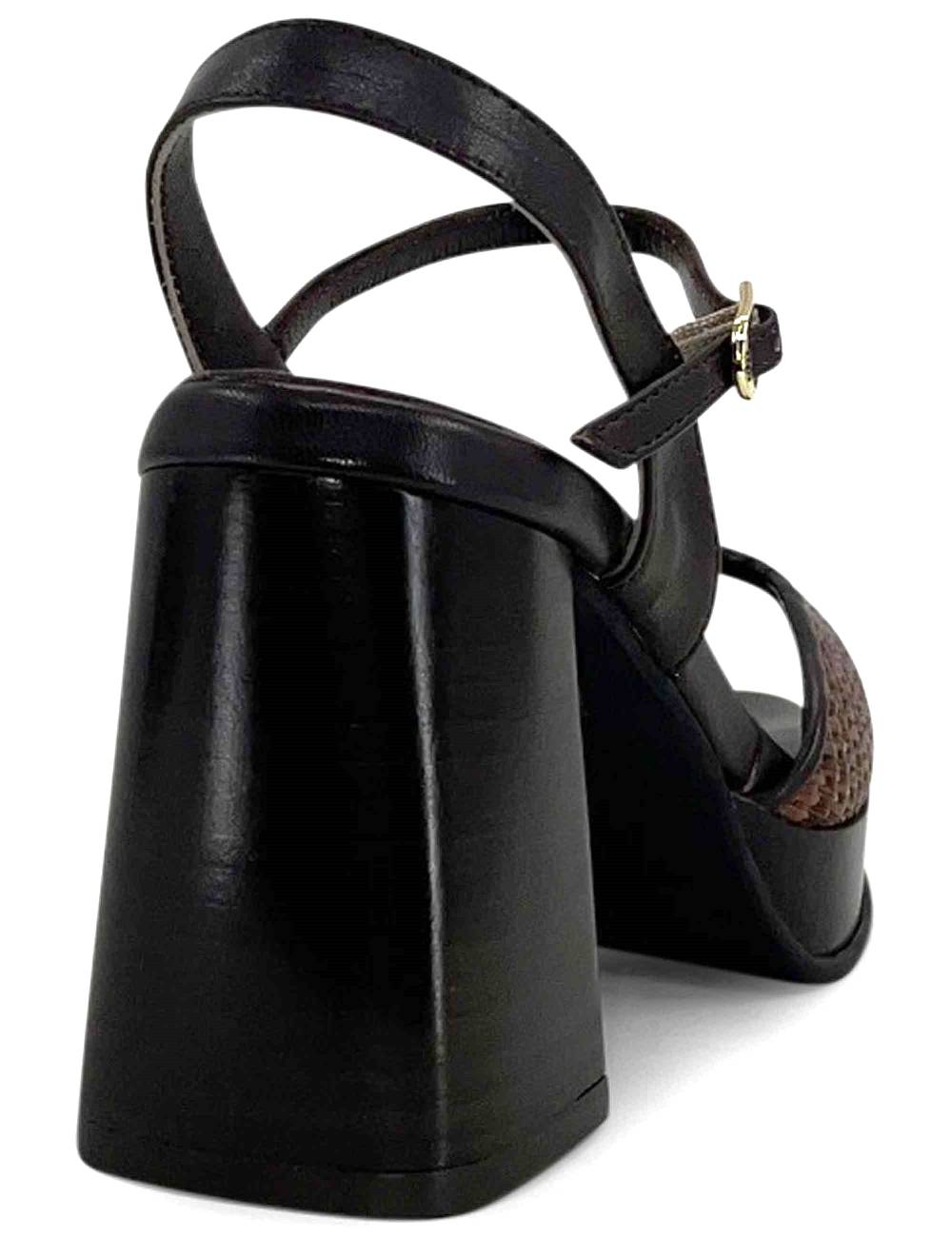 L'ARIANNA sandali ds1738/c in pitti moro con plateu e cinturino in pelle alla caviglia Offerte stagionali