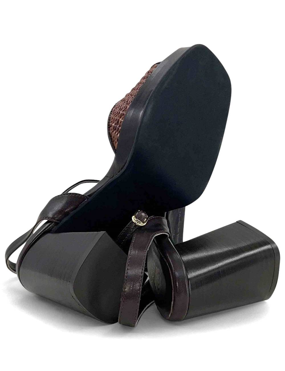 L'ARIANNA sandali ds1738/c in pitti moro con plateu e cinturino in pelle alla caviglia Offerte stagionali