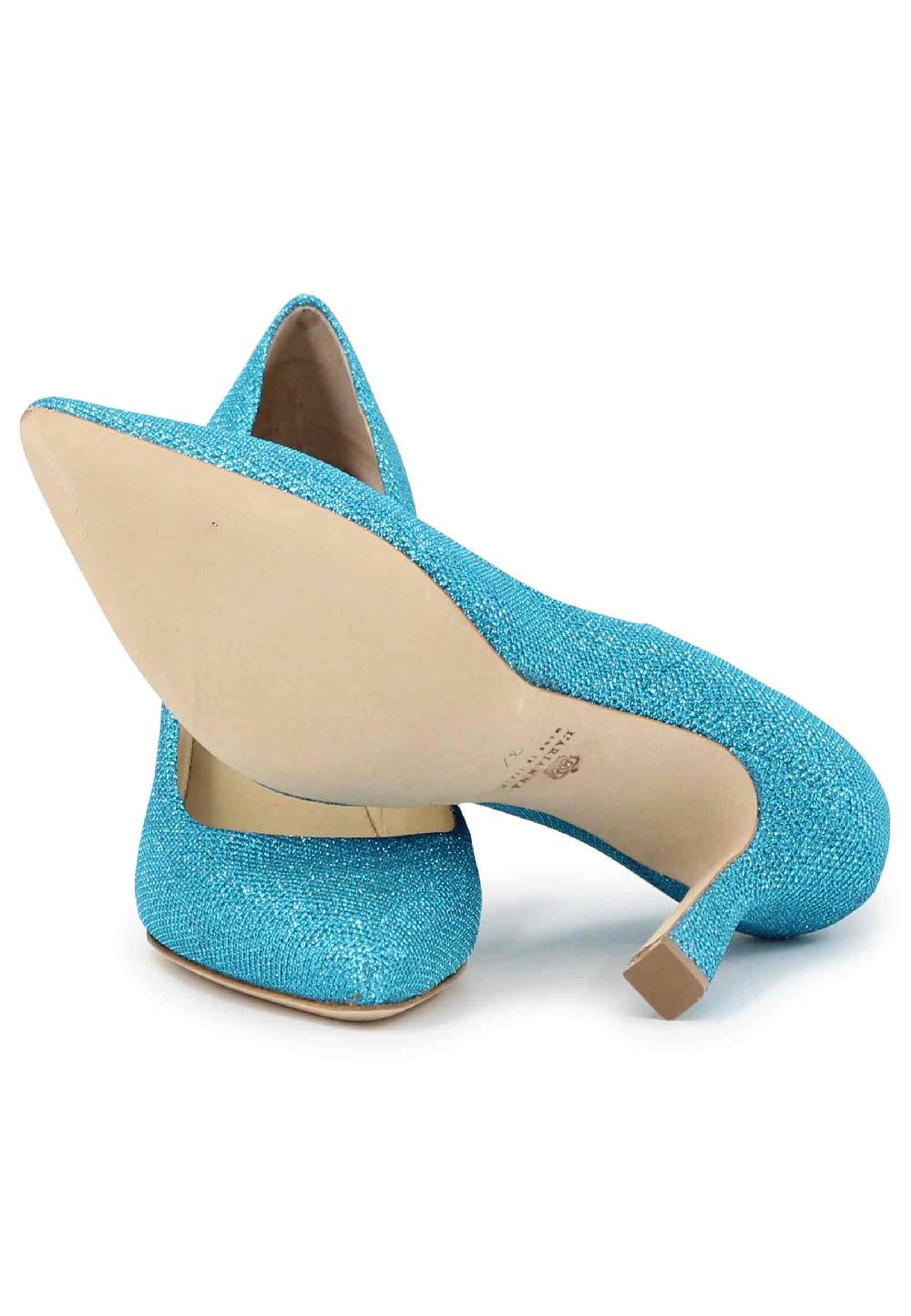 L'ARIANNA Decollete DE1002/RT donna in tessuto lux azzurro con tacco alto Comprane uno, ottenene uno gratis