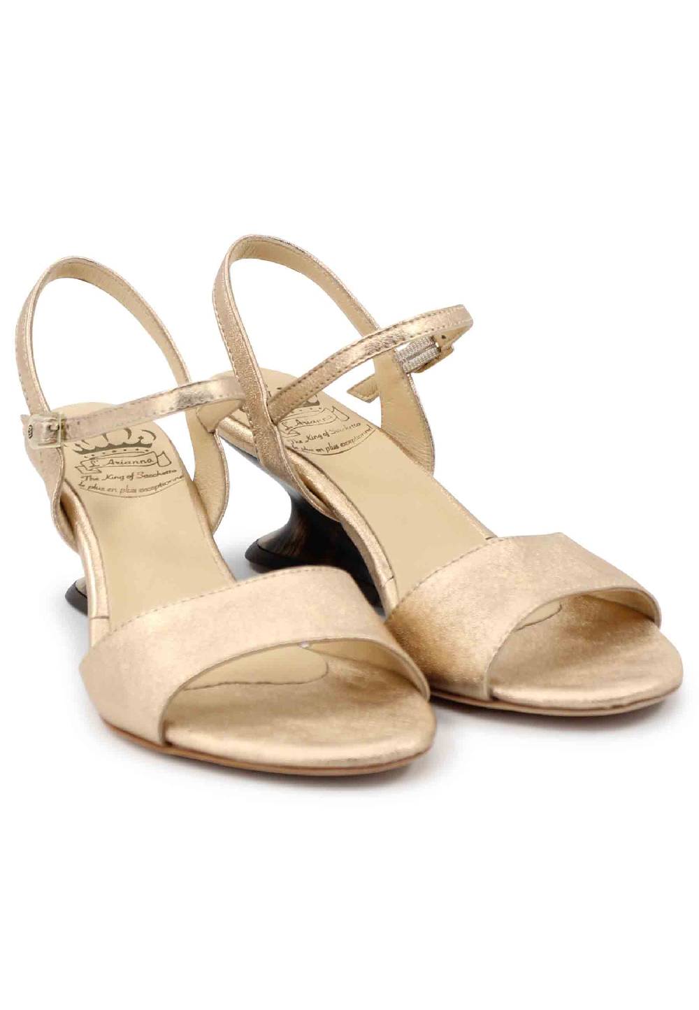 L'ARIANNA Sandali donna in pelle laminata nude con zeppa bassa Enormi risparmi