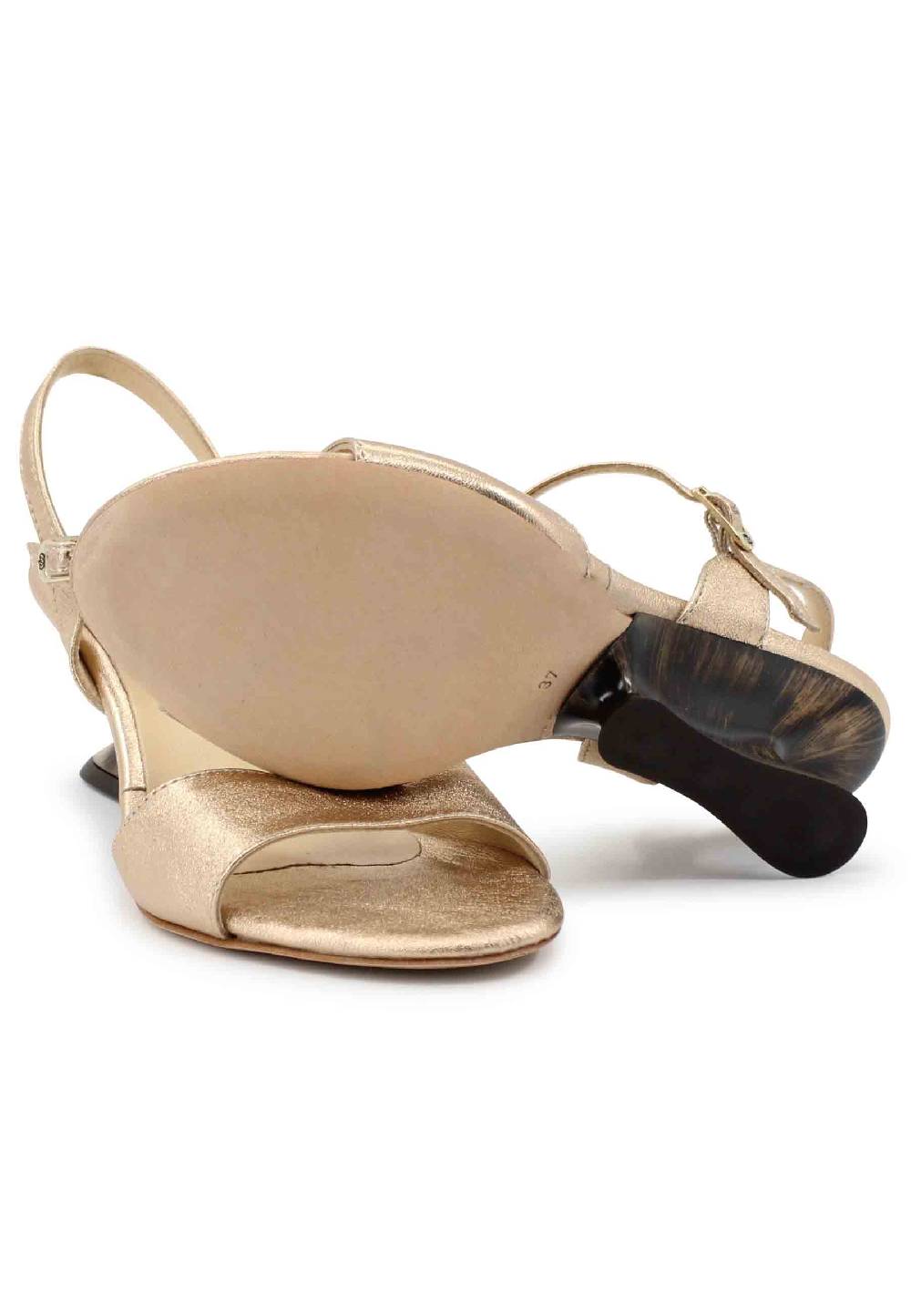 L'ARIANNA Sandali donna in pelle laminata nude con zeppa bassa Enormi risparmi