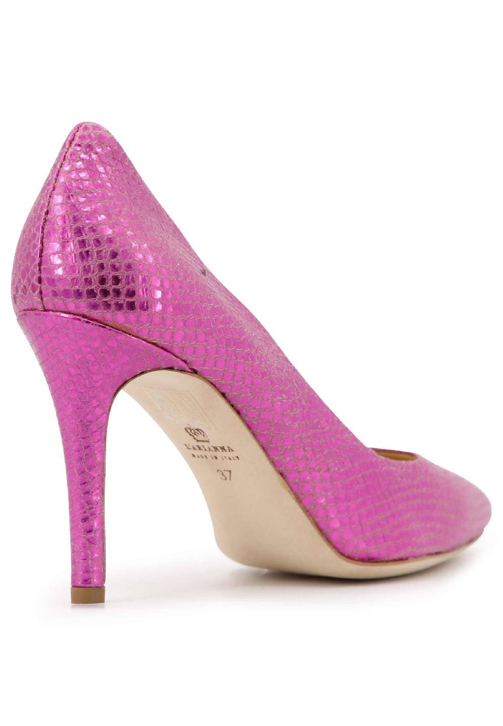 L'ARIANNA Decollete donna in pelle stampata laminata fuxia con tacco alto Prezzo basso