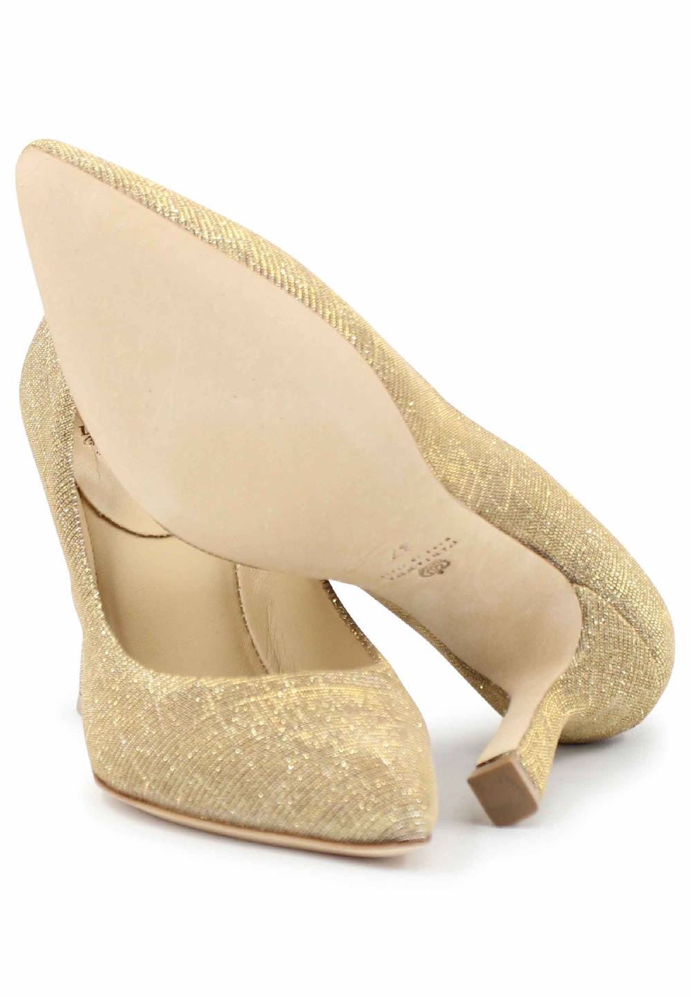 L'ARIANNA Decollete DE1002/RT in tessuto lux oro con tacco alto Super Saving Price