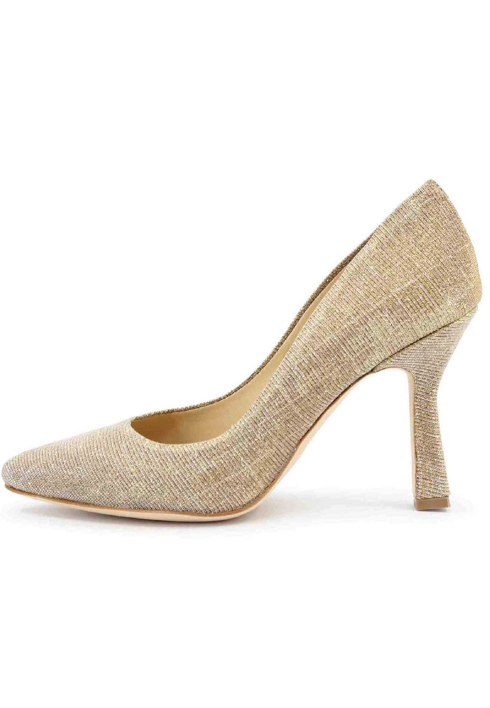 L'ARIANNA Decollete DE1002/RT in tessuto lux oro con tacco alto Super Saving Price
