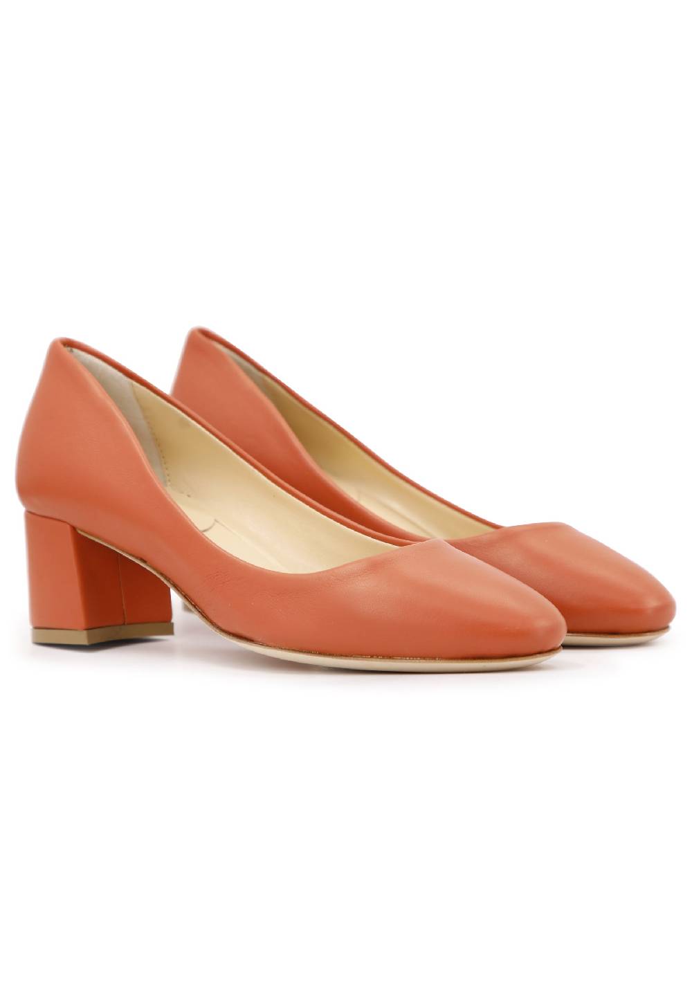 L'ARIANNA Decollete donna in pelle arancio con tacco basso e punta tonda Offerta settimanale