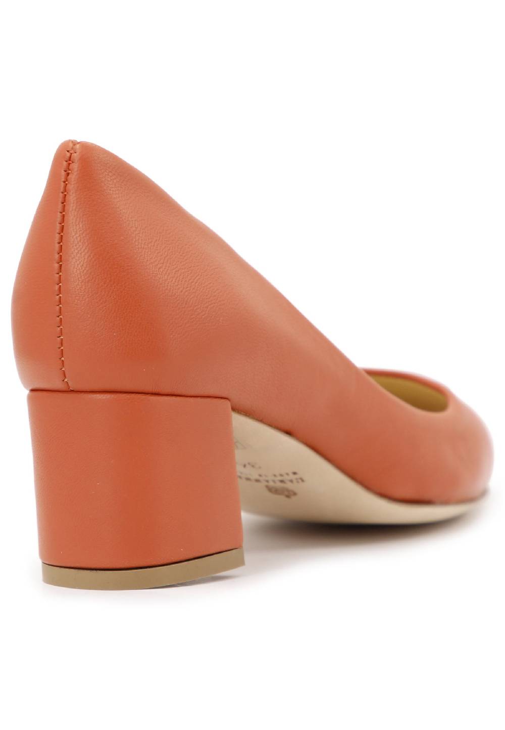 L'ARIANNA Decollete donna in pelle arancio con tacco basso e punta tonda Offerta settimanale