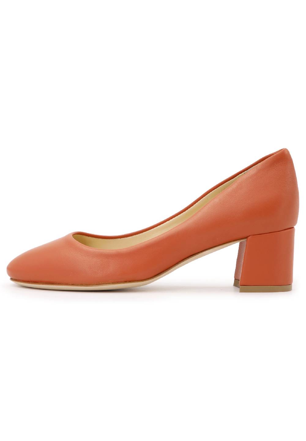 L'ARIANNA Decollete donna in pelle arancio con tacco basso e punta tonda Offerta settimanale