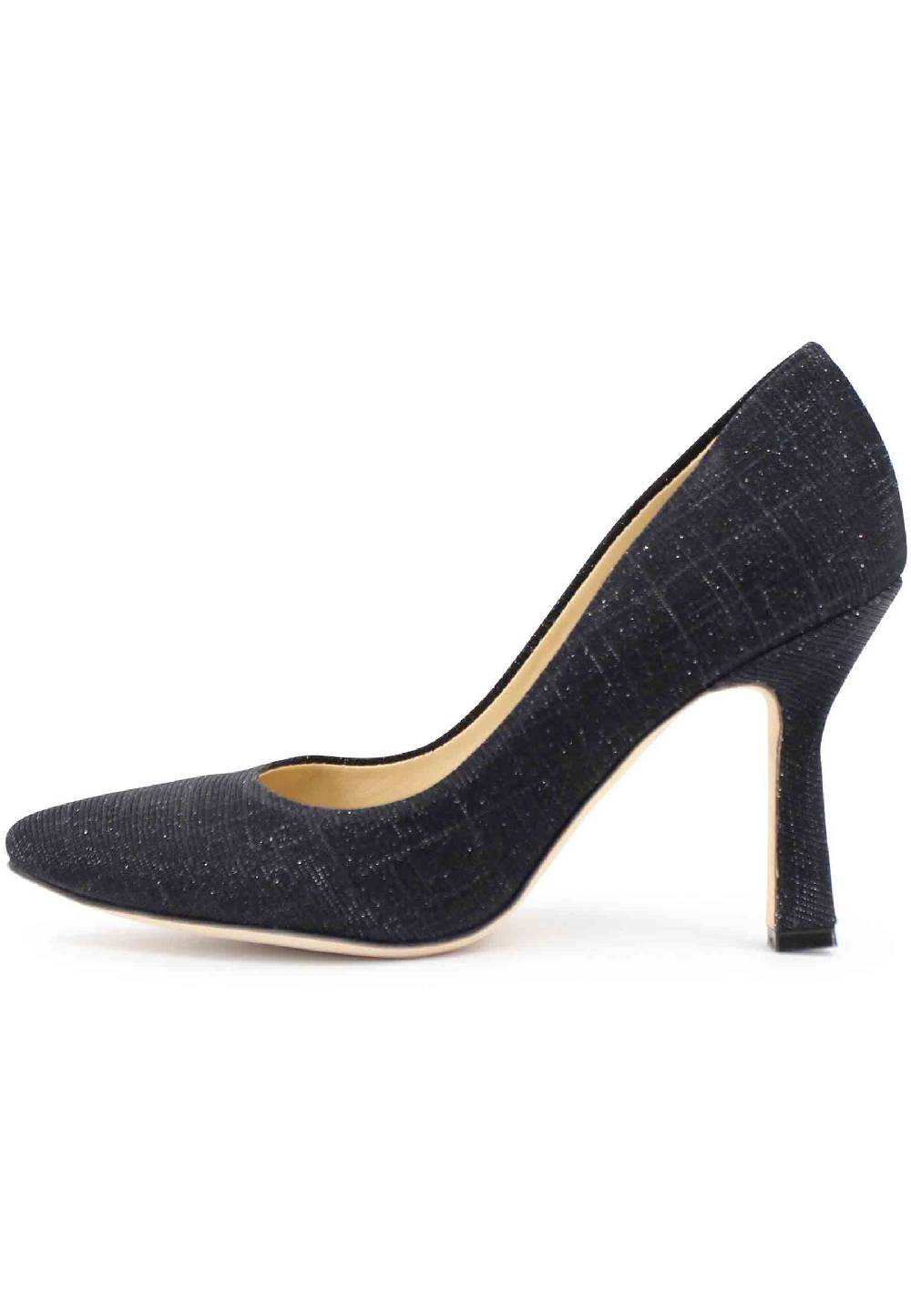 L'ARIANNA Decollete DE1002/RT donna in tessuto blu notte lux con tacco alto tono su tono Rilascio limitato