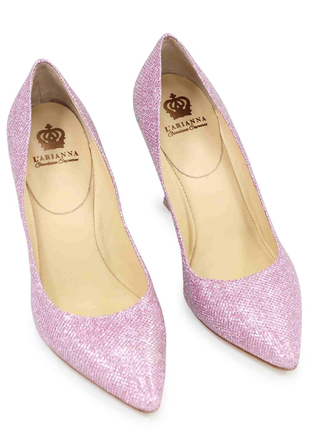 L'ARIANNA Decollete DE1002/RT donna in tessuto lux rosa con tacco alto Ultimi due giorni