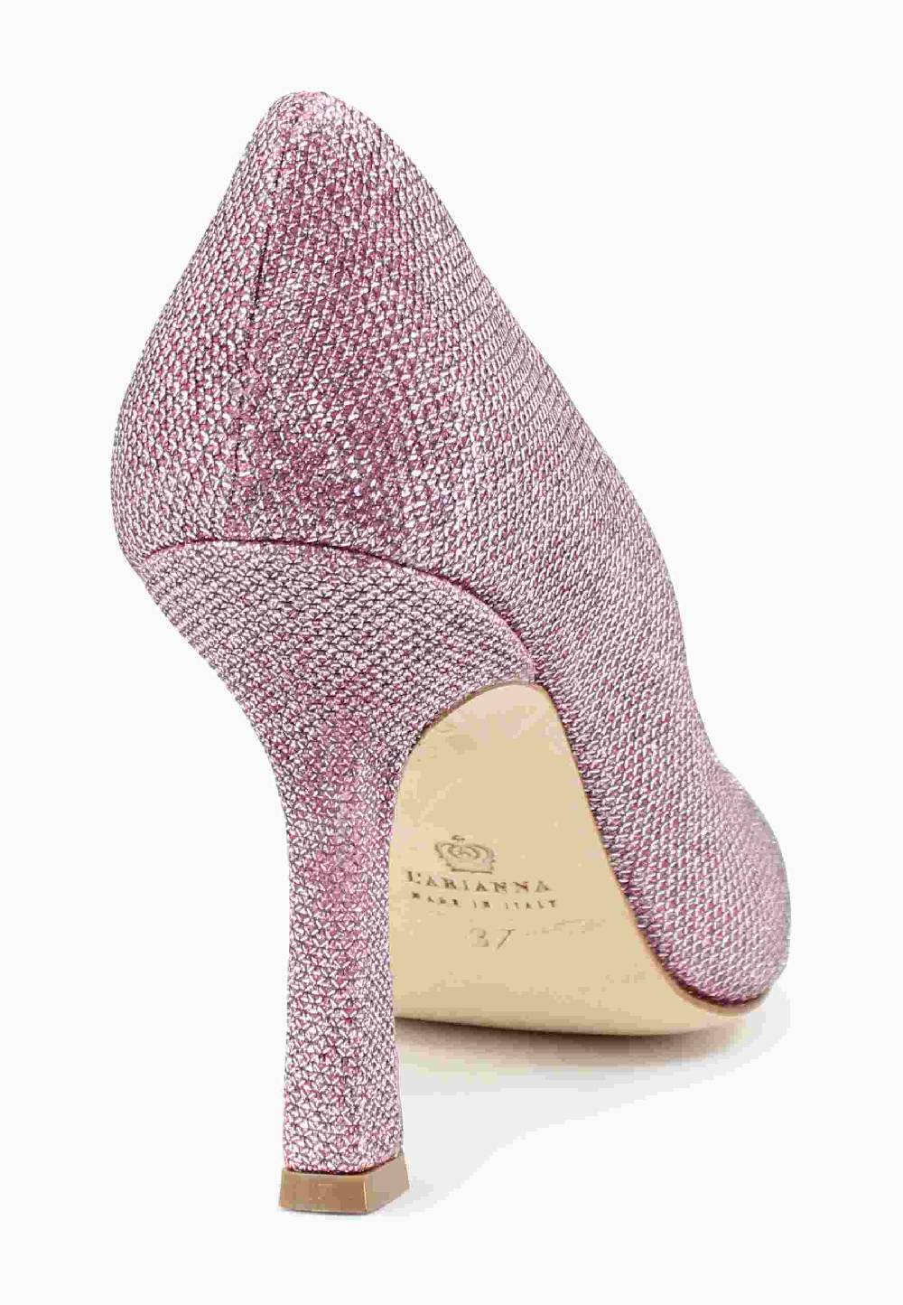 L'ARIANNA Decollete DE1002/RT donna in tessuto lux rosa con tacco alto Ultimi due giorni