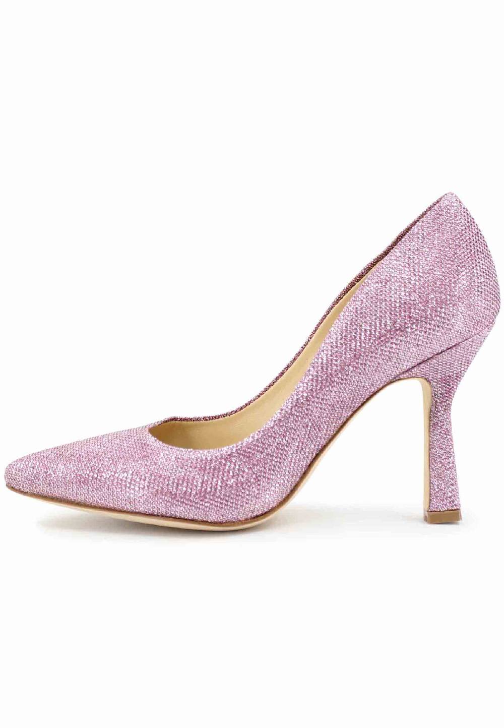 L'ARIANNA Decollete DE1002/RT donna in tessuto lux rosa con tacco alto Ultimi due giorni