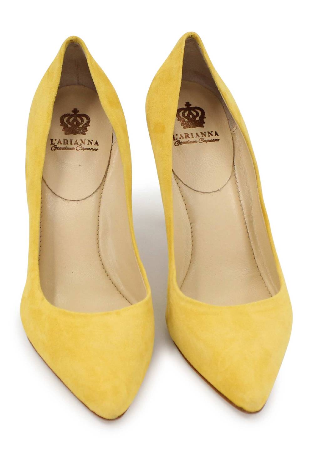 L'ARIANNA Decollete DE1002/RT donna in camoscio giallo con tacco alto Ultimo giorno