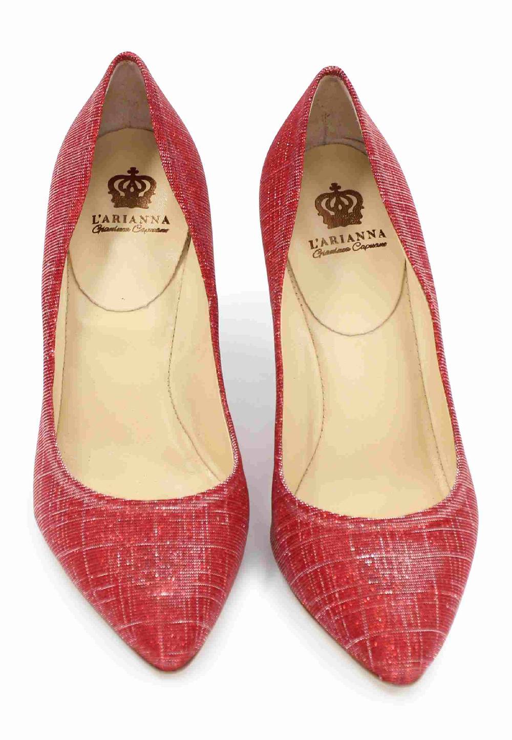 L'ARIANNA Decollete DE1002/RT donna in tessuto lux rosso con tacco alto Promozione temporanea