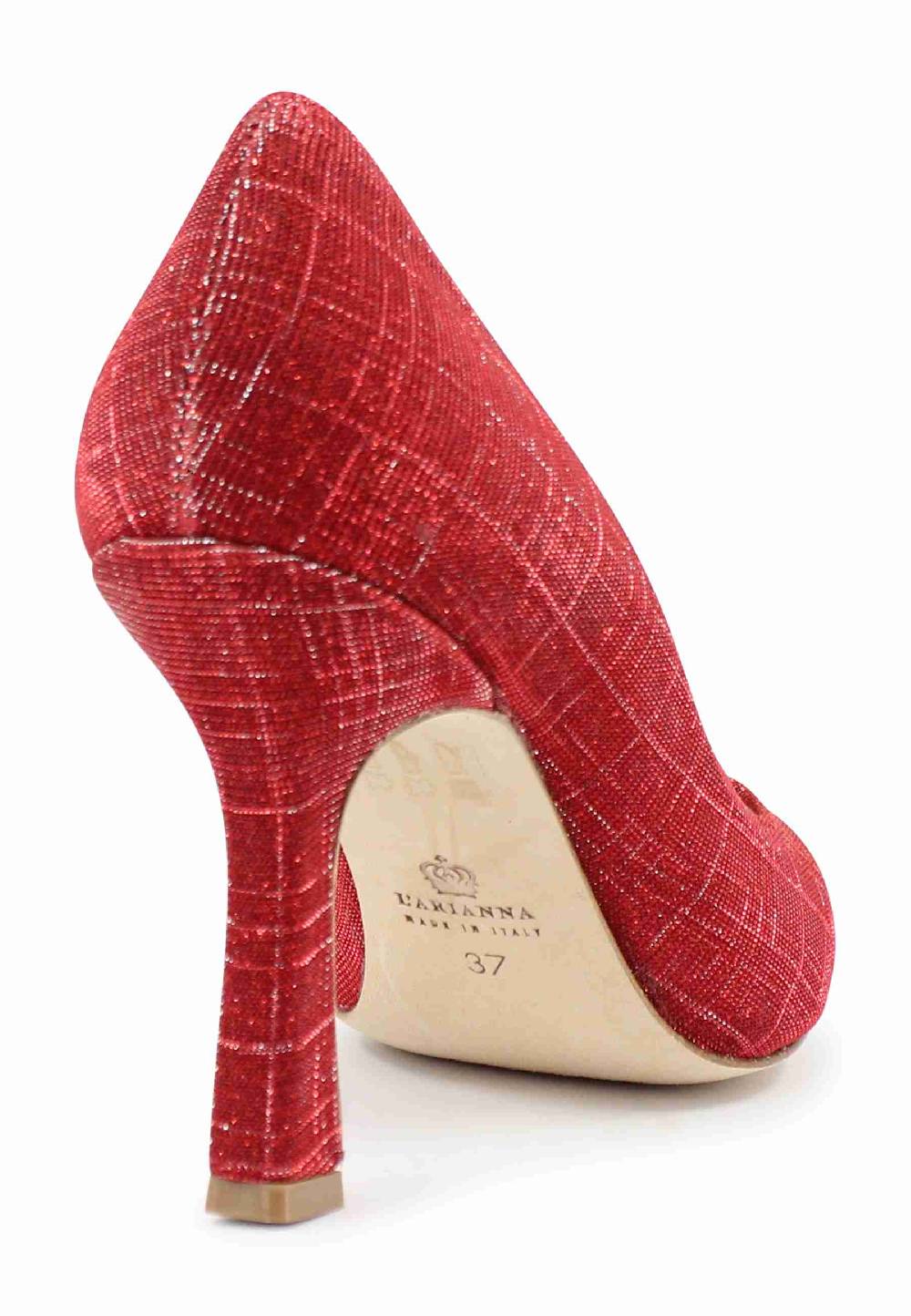 L'ARIANNA Decollete DE1002/RT donna in tessuto lux rosso con tacco alto Promozione temporanea