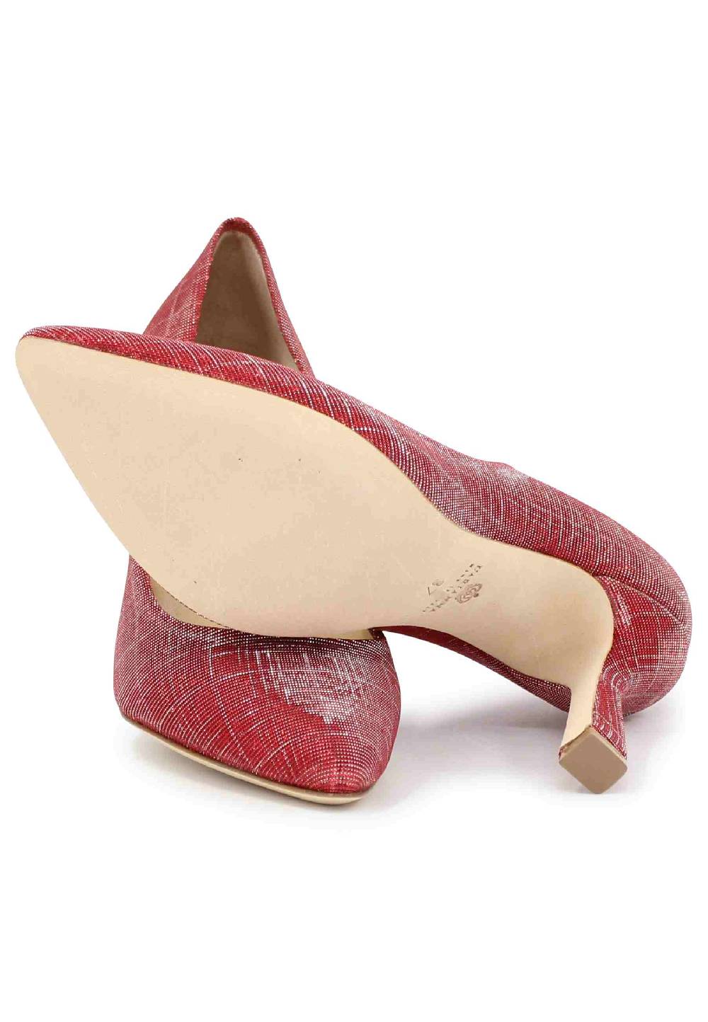 L'ARIANNA Decollete DE1002/RT donna in tessuto lux rosso con tacco alto Promozione temporanea
