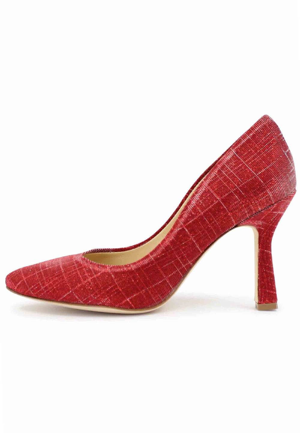 L'ARIANNA Decollete DE1002/RT donna in tessuto lux rosso con tacco alto Promozione temporanea