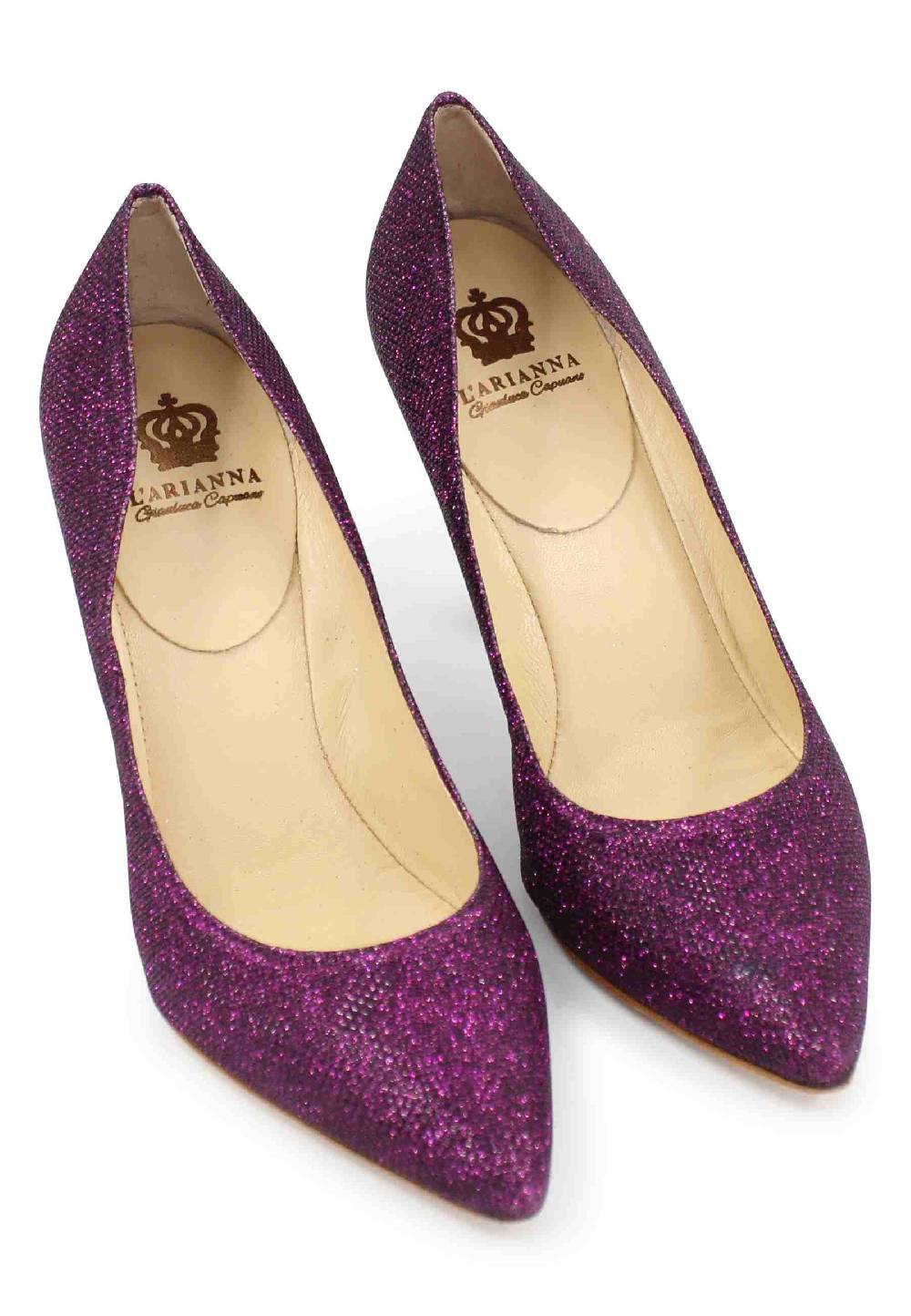 L'ARIANNA Decollete DE1002/RT donna in tessuto lux viola con tacco alto Only for today