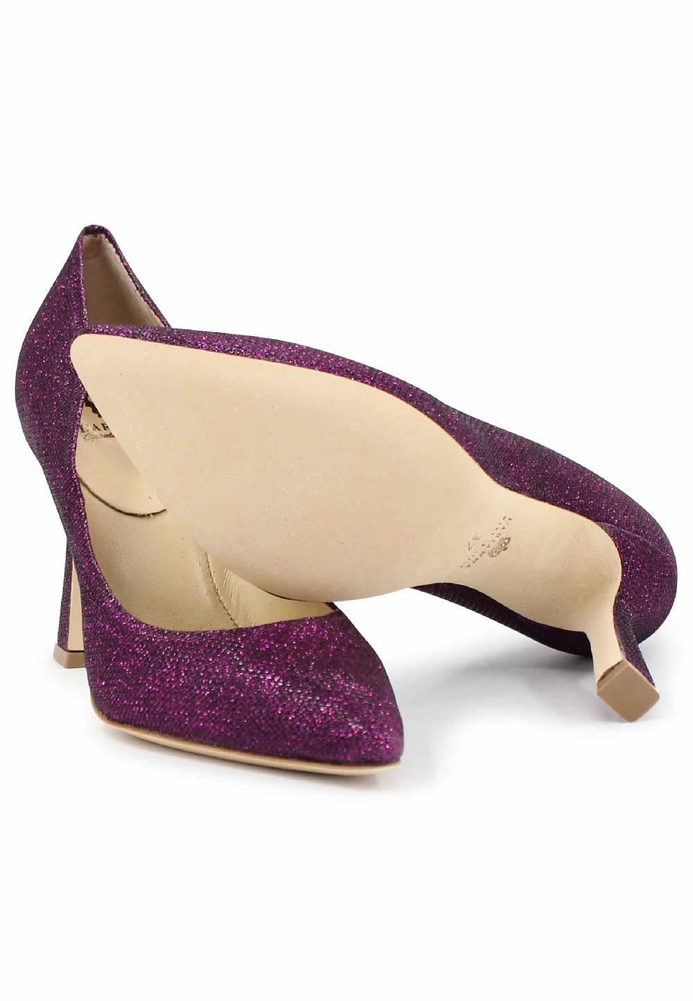 L'ARIANNA Decollete DE1002/RT donna in tessuto lux viola con tacco alto Only for today