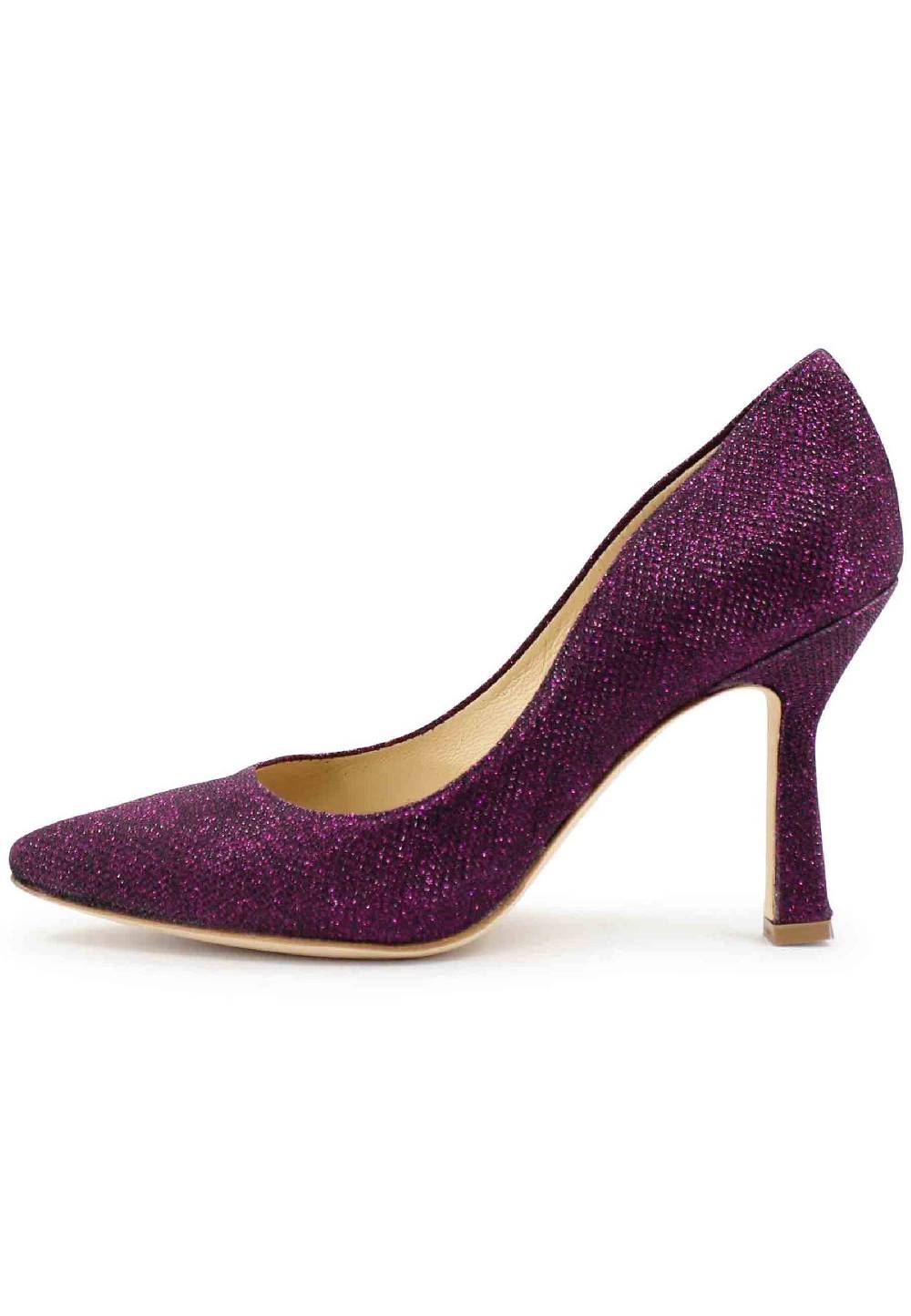L'ARIANNA Decollete DE1002/RT donna in tessuto lux viola con tacco alto Only for today