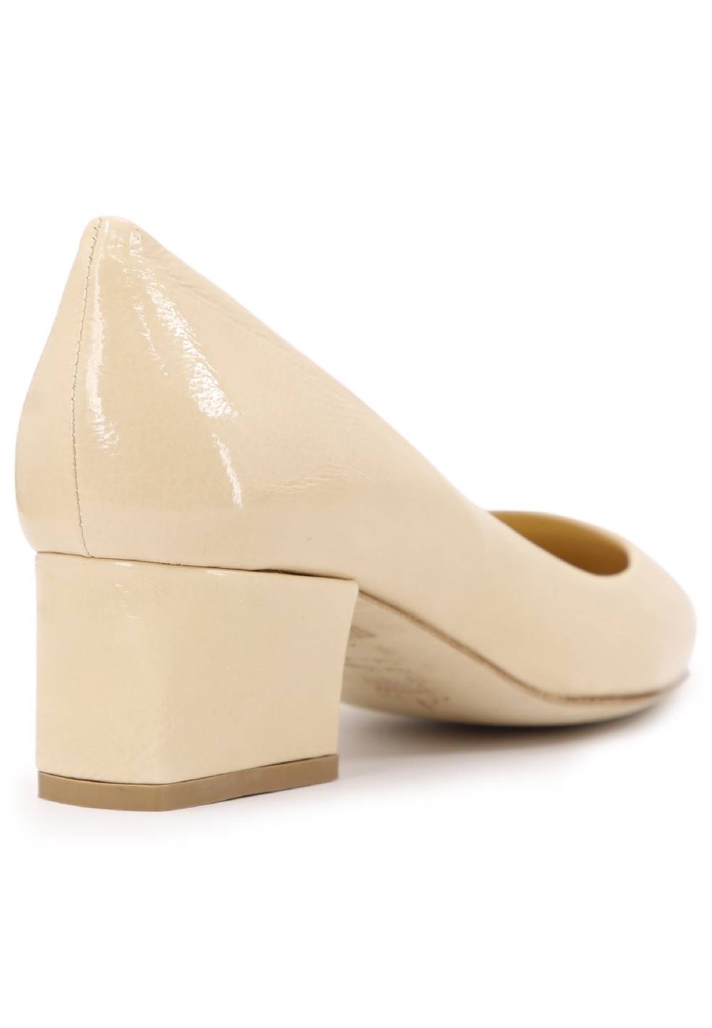 L'ARIANNA Decollete donna in vernice beige con tacco basso e punta tonda Fino al 55% di sconto