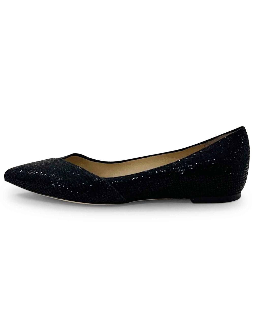 L'ARIANNA Ballerine bl1466 da donna in tessuto glitter moon nero con tacco basso l'arianna Super sconto