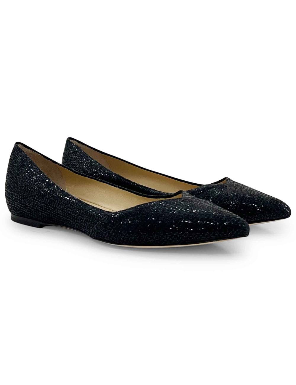 L'ARIANNA Ballerine bl1466 da donna in tessuto glitter moon nero con tacco basso l'arianna Super sconto