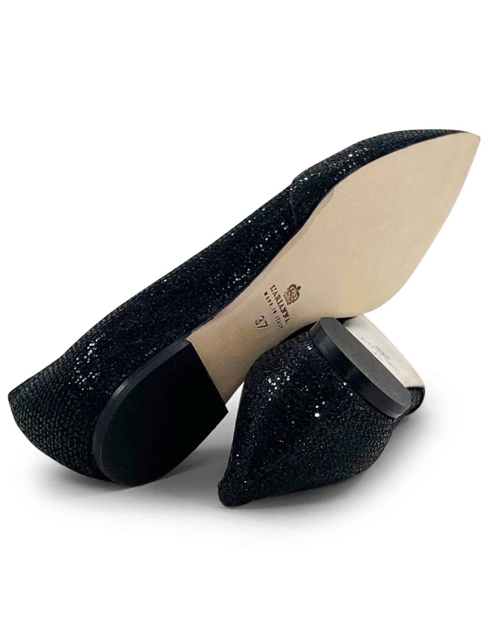 L'ARIANNA Ballerine bl1466 da donna in tessuto glitter moon nero con tacco basso l'arianna Super sconto