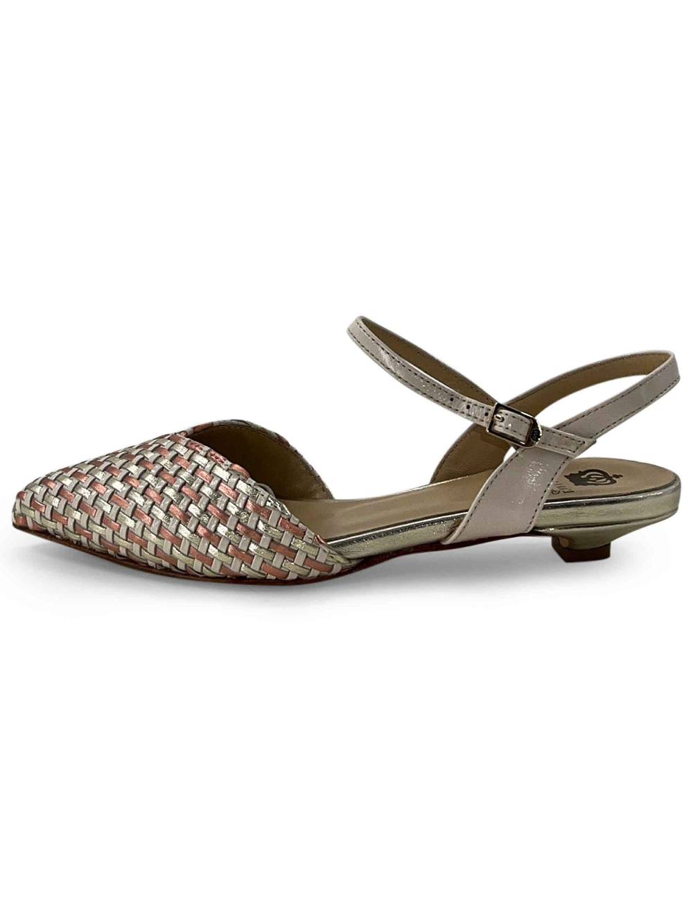 L'ARIANNA Ballerine BL1488/rt da donna in pelle lux vaniglia e platino con cinturino alla caviglia Enormi sconti