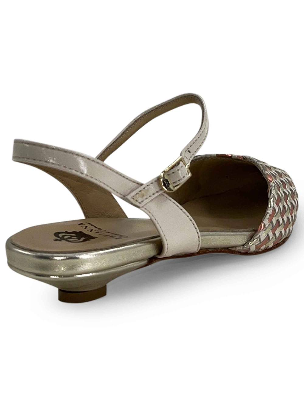 L'ARIANNA Ballerine BL1488/rt da donna in pelle lux vaniglia e platino con cinturino alla caviglia Enormi sconti