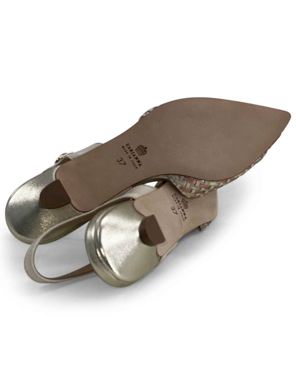 L'ARIANNA Ballerine BL1488/rt da donna in pelle lux vaniglia e platino con cinturino alla caviglia Enormi sconti